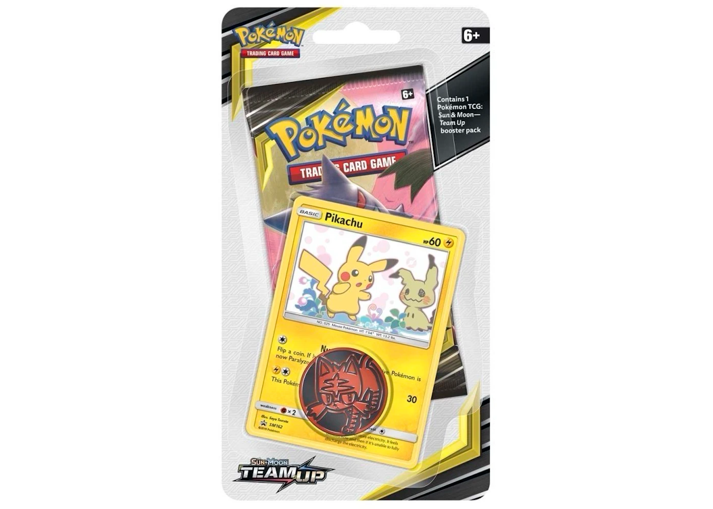 2019 Pokmon Sun & Moon Team Up Booster Pack, Coin & Pikachu Promo Card - 2019 - US 2019 Pokmon Sun & Moon Team Up Booster Pack, Coin & Pikachu Promo Card - 2019 - US