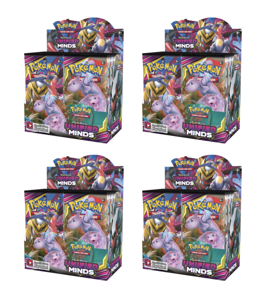Pokemkon Unified Minds Booster Pack Lot ~4 Different Arts~ English.~New. 4 