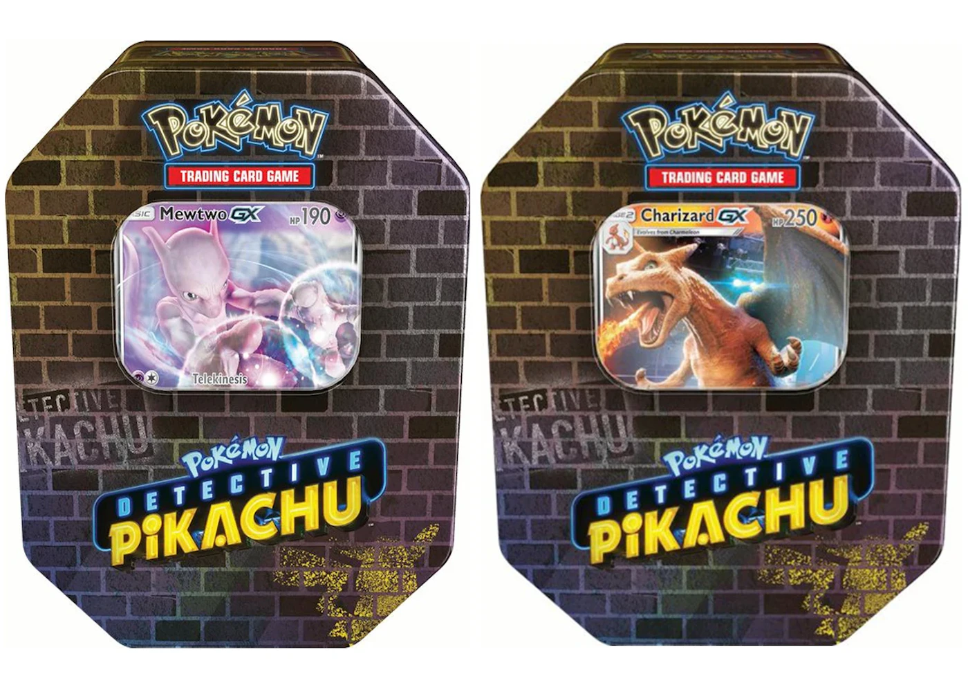 2019 Pokemon TCG Detective Pikachu Tin Charizard GX/Mewtwo 2019 Pokemon TCG Detective Pikachu Tin Charizard GX/Mewtwo