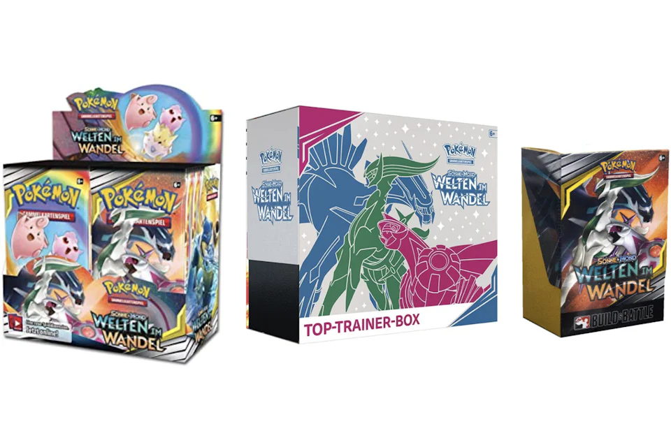 Pokémon TCG Sonne & Mond Welten Im Wandel Top Trainer Box/Booster Box/Build & Battle Box 3x Bundle