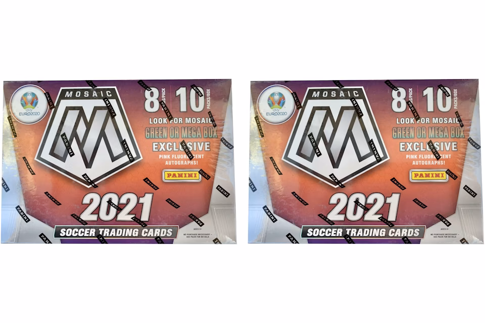 2020-21 Panini Mosaic UEFA Euro Soccer Mega Box (Pink Fluorescent Autographs) 2x Lot