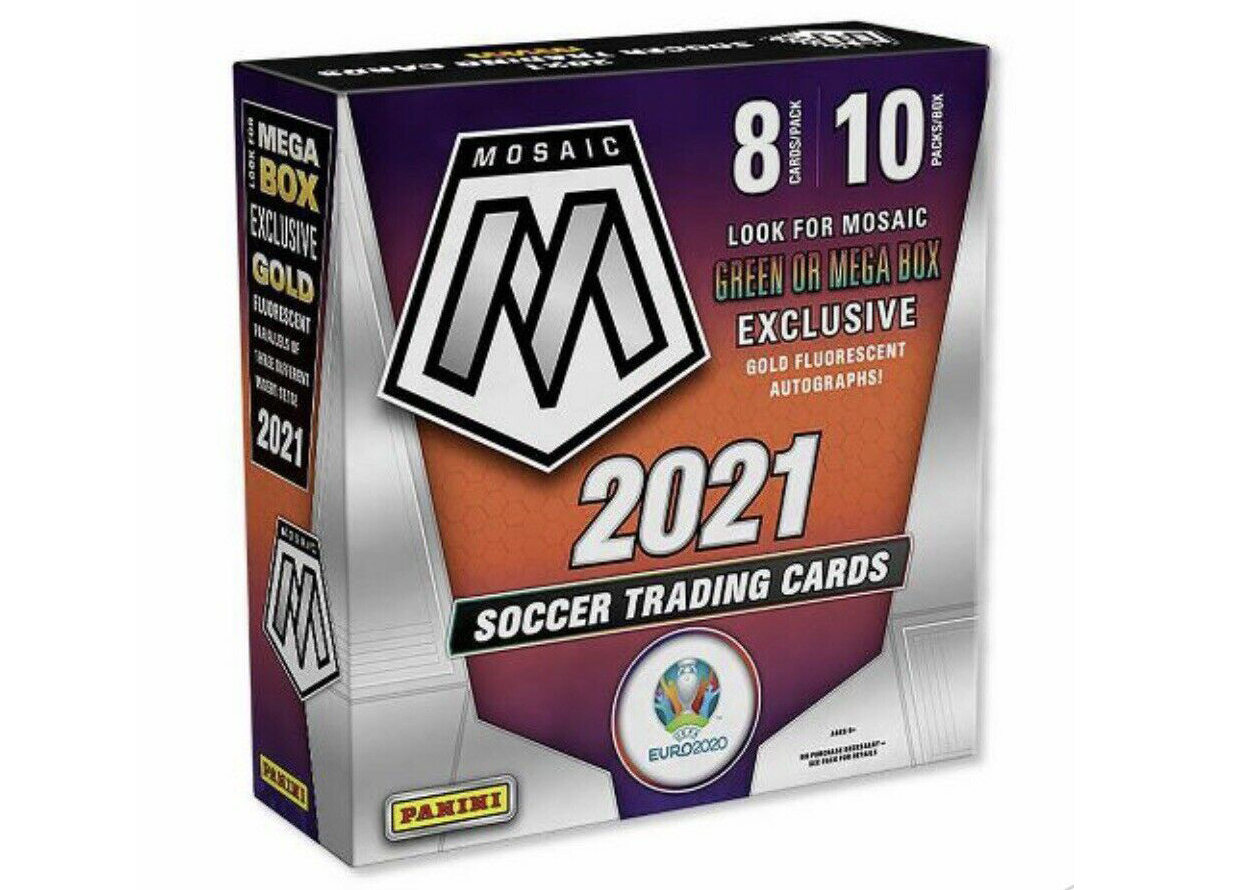 2020-21 Panini Mosaic UEFA Euro Soccer Mega Box (Gold Fluorescent