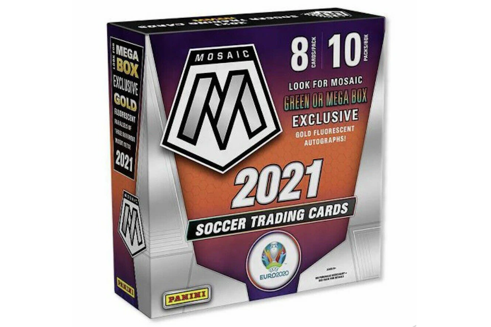 2020-21 Panini Mosaic UEFA Euro Soccer Mega Box (Gold Fluorescent Autographs)