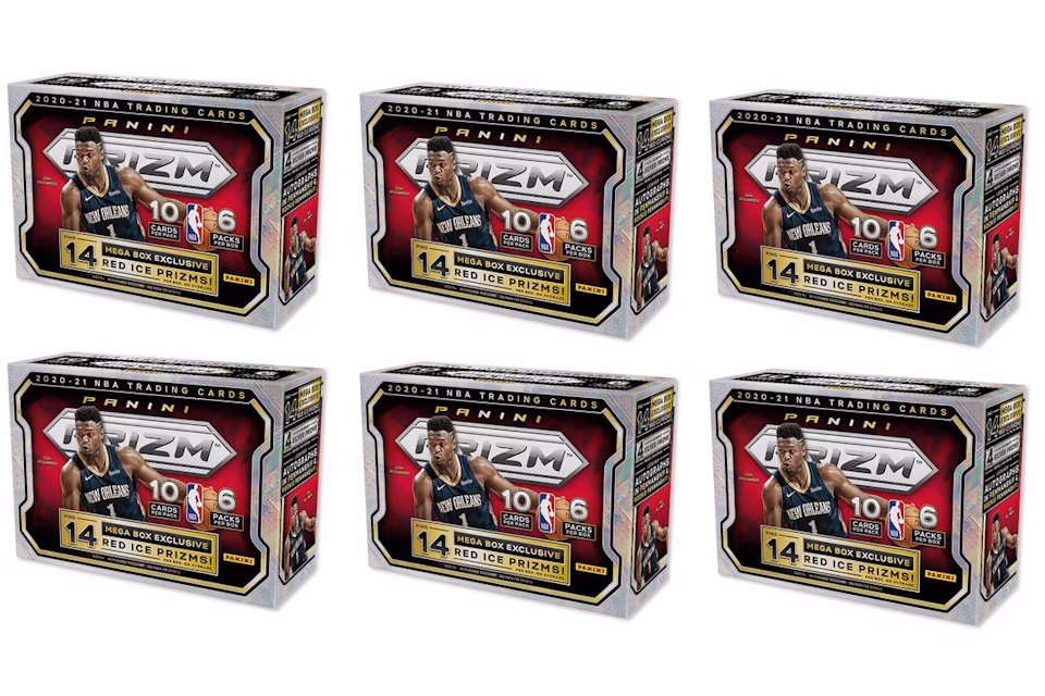 2020-21 Panini Prizm Basketball Mega Box (Red Ice Prizms) 6x Lot (Red or Blue Box)