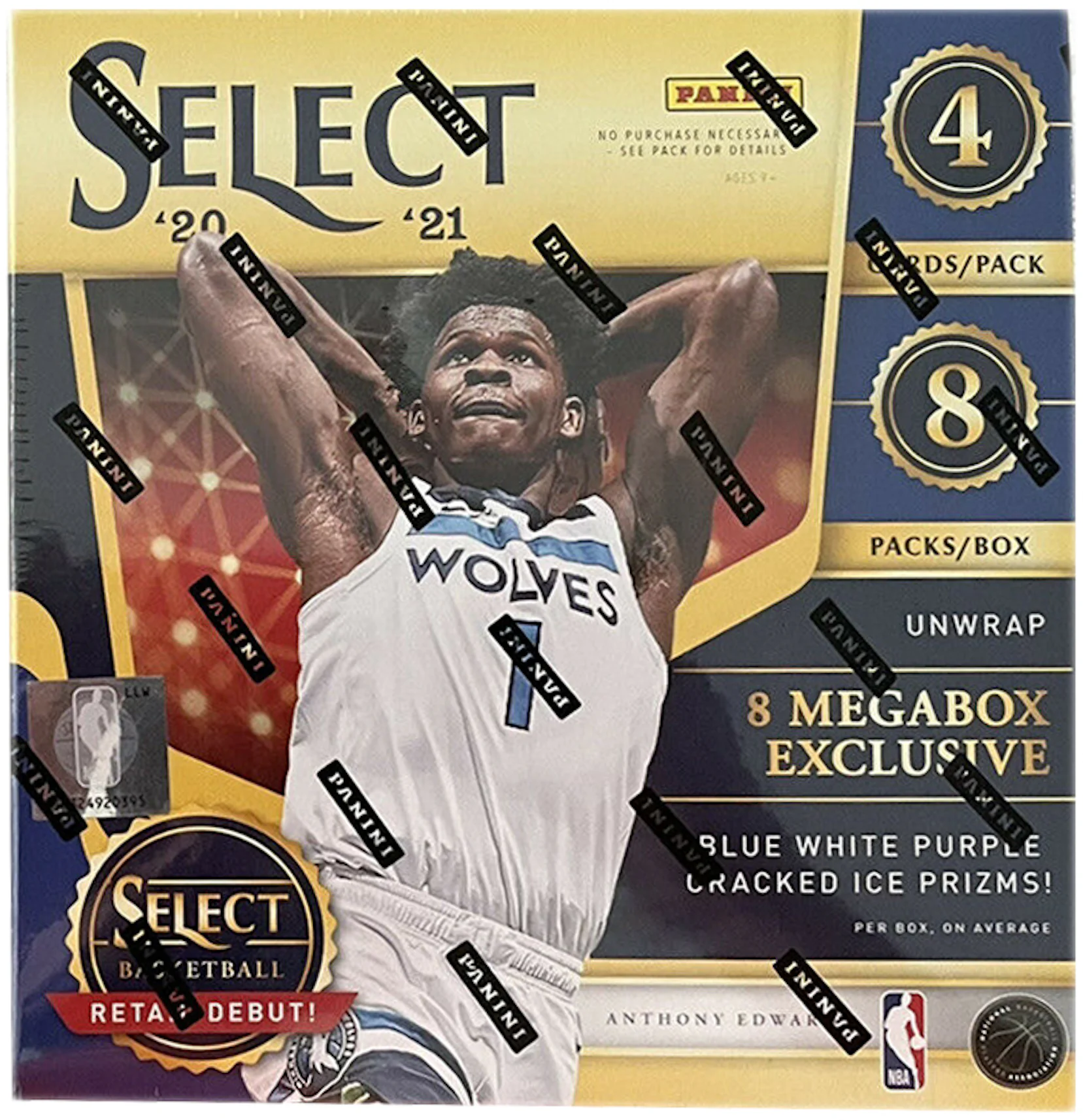 2020-21 Panini Select Basketball Mega Box (Blue/White/Purple Cracked Ice  Prizms)