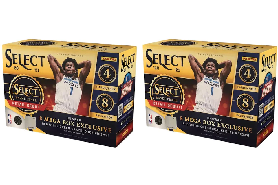 2020-21 Panini Select Basketball Mega Box (Red/White/Green Cracked Ice Prizms) 2x Lot