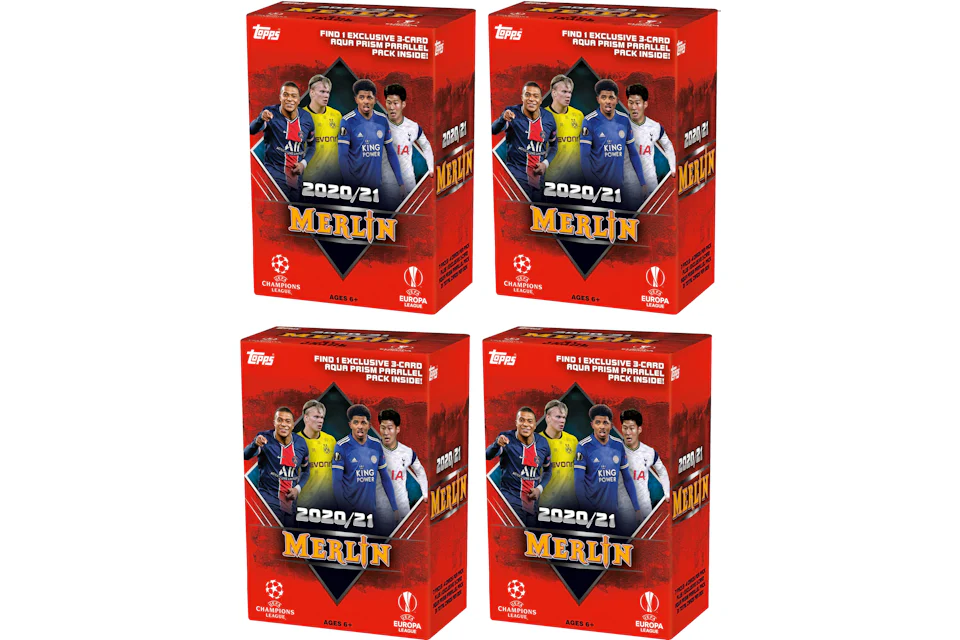 2020-21 Topps Merlin Collection Chrome UEFA Champions League Soccer Blaster Box 4x Lot