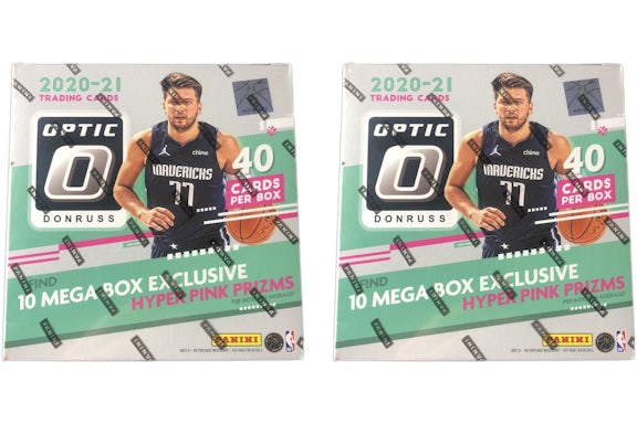 2020-21 Panini Donruss Optic Basketball Mega Box (Hyper Rosa Prizms) 2x lotto