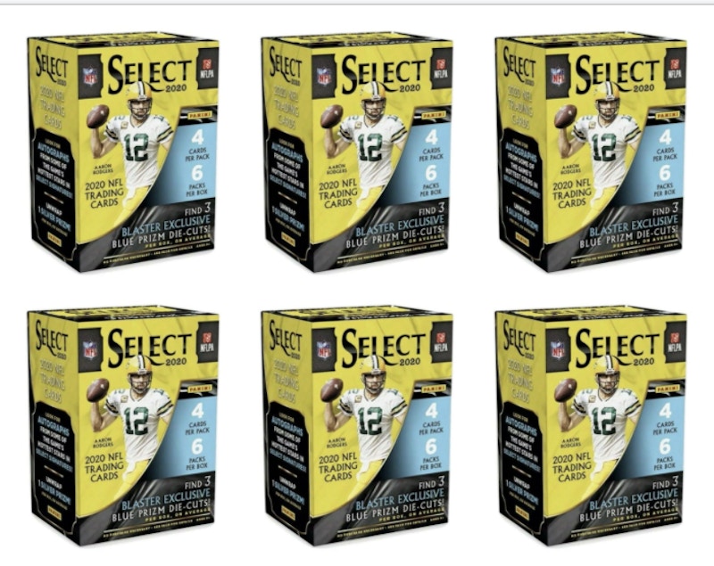 2020 Panini Select Football Blaster Box 6x Lot (Blue Prizm Die-Cuts)