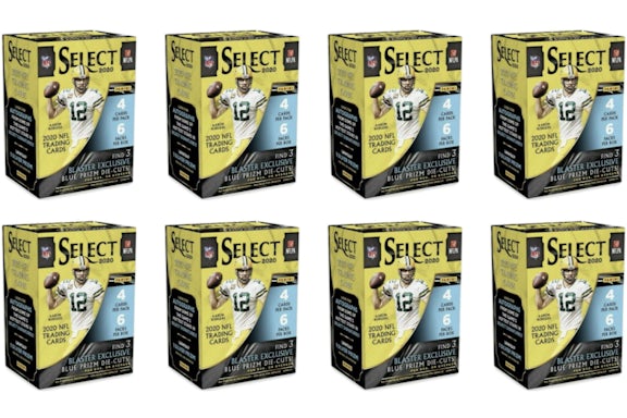 Lote de 8 cajas de tarjetas de fútbol 2020 Panini Select (Prizm Die-Cuts azules)