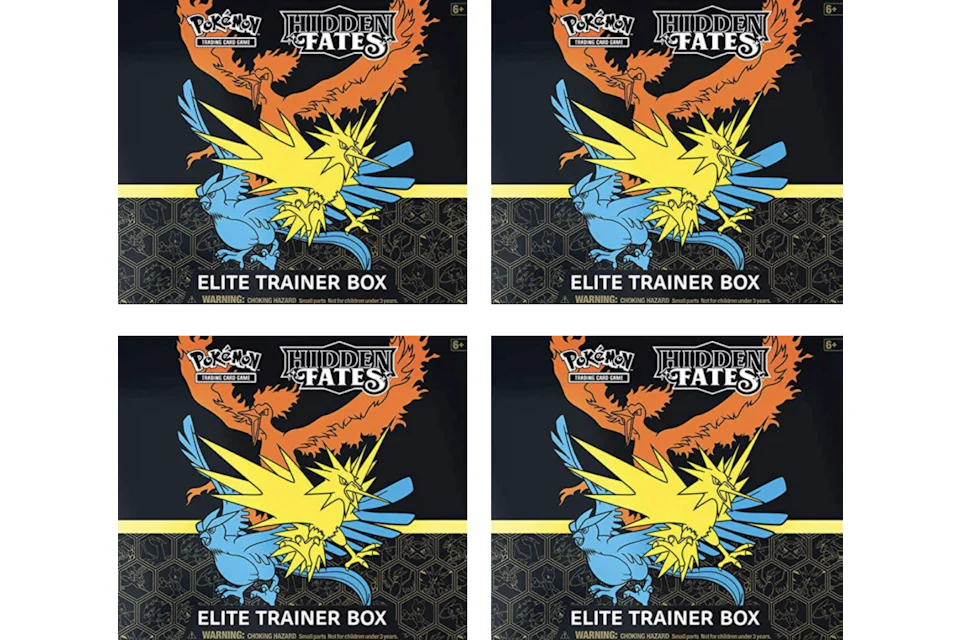 Scatola Pokémon TCG Hidden Fates Elite Trainer 4 confezioni