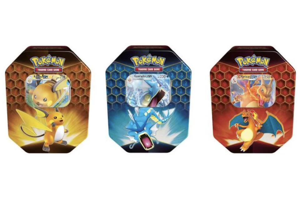 2019 Pokemon Hidden Fates Tin 3x Lot Charizard Gyrados Raichu US