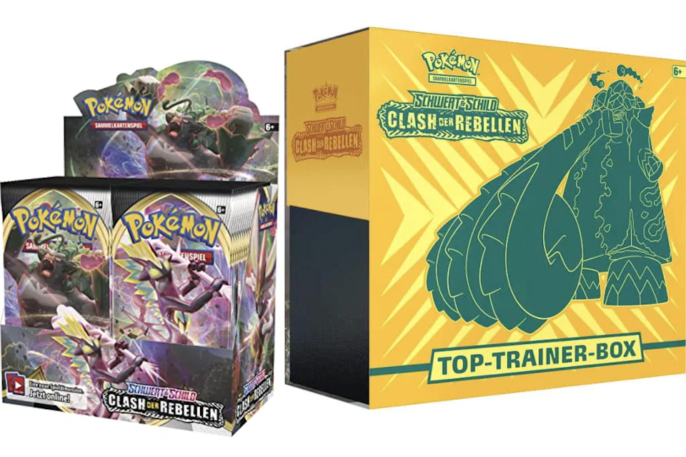 Pokémon TCG Schwert & Schild Clash der Rebellen Top Trainer Box/Booster Box 2x Bundle