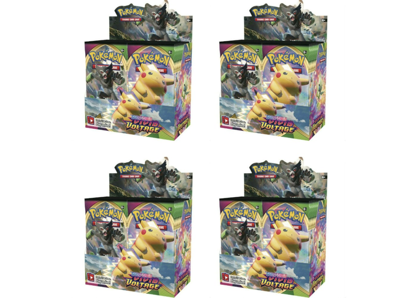Pokemon Tcg Sword Shield Vivid Voltage Booster Box 4x Lot Pokemon Tcg Sword Shield Vivid Voltage Booster Box 4x Lot