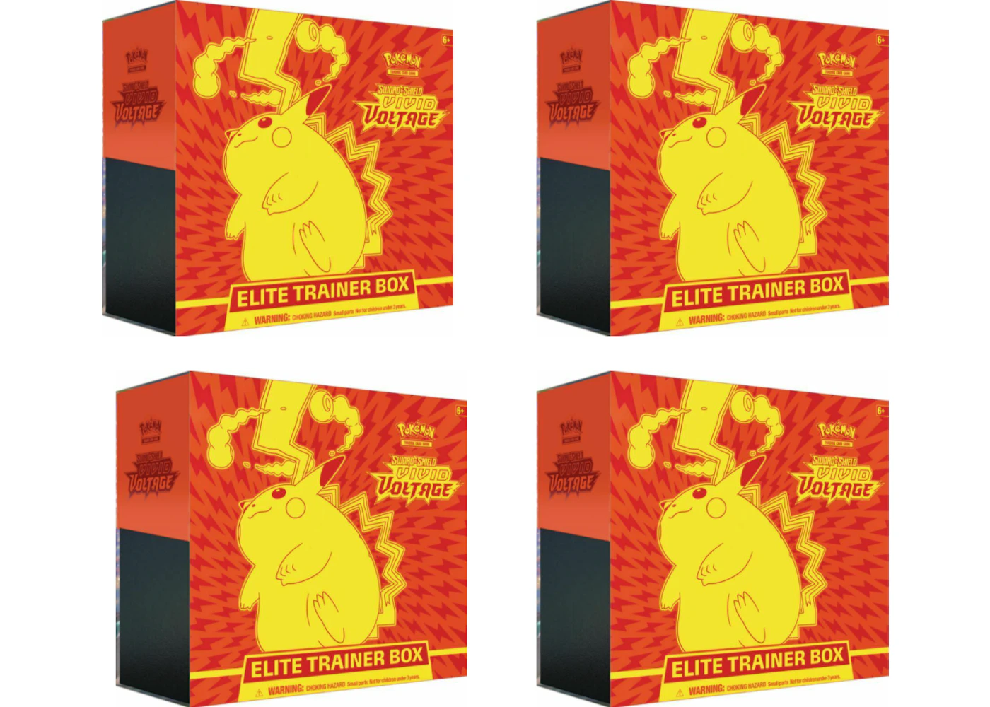 2020 Pokemon TCG Sword & Shield Vivid Voltage Elite Trainer Box 4x Lot - US 2020 Pokemon TCG Sword & Shield Vivid Voltage Elite Trainer Box 4x Lot - US