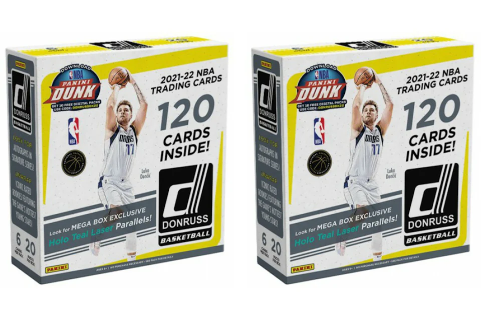 2021-22 Panini Donruss Basketball Mega Box (Holo Teal Laser Parallels) 2x Lot