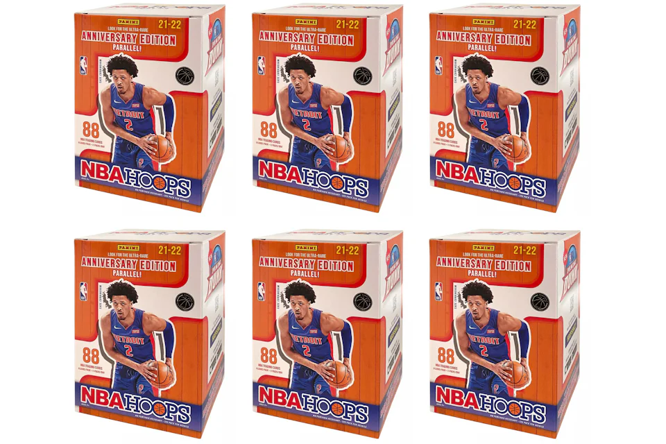 2021-22 Panini NBA Hoops Basketball Blaster Box (Anniversary Edition Parallel) 6x Lot
