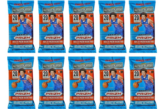 2021-22 Pack de Colgadores de Baloncesto Panini Prizm (Anaranjado Ice Prizms) Lote 10x