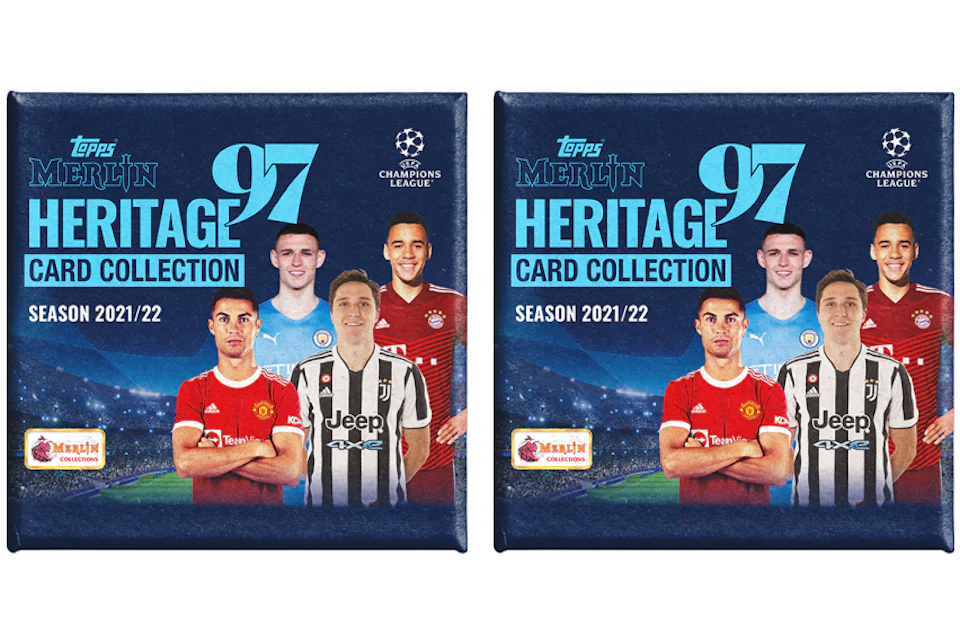 2021-22 Topps Merlin 97 Heritage UEFA Champions League Soccer Hobby Box 2x Lot