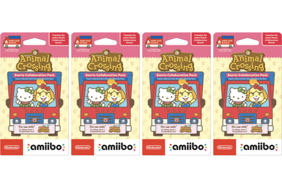 2021 Animal Crossing Sanrio Collaboration Amiibo Pack 4x Lot