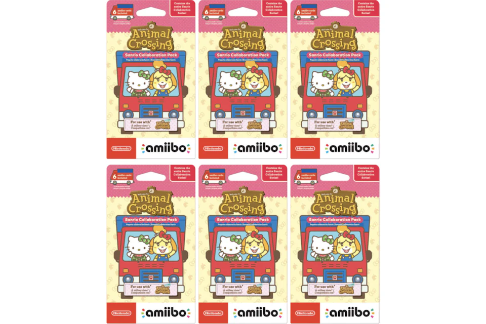 2021 Animal Crossing Sanrio Collaboration Amiibo Pack 6x Lot
