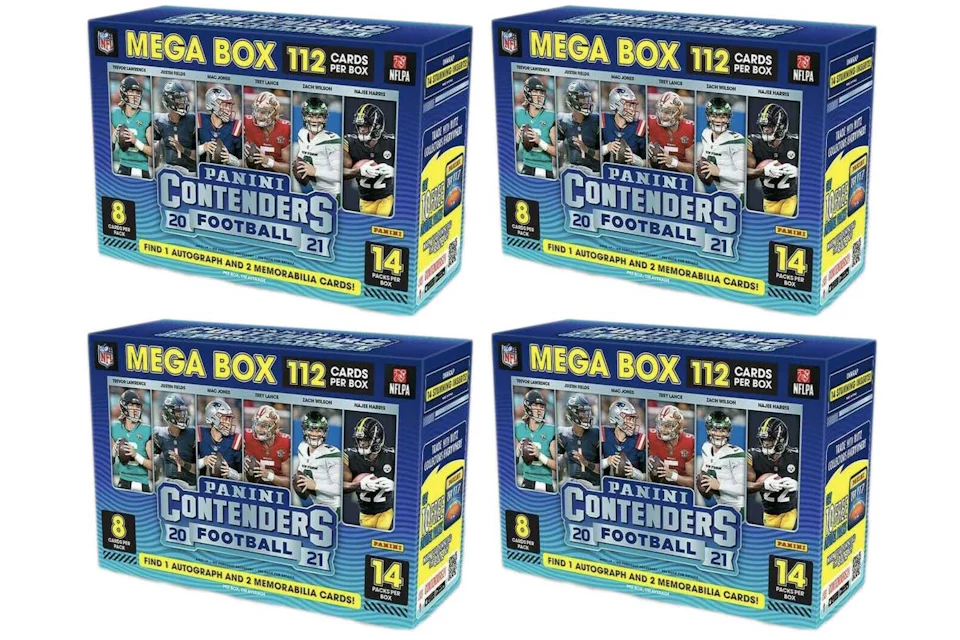 2021 Panini Contenders Football Mega Box (112 Ct.) 4x Lot