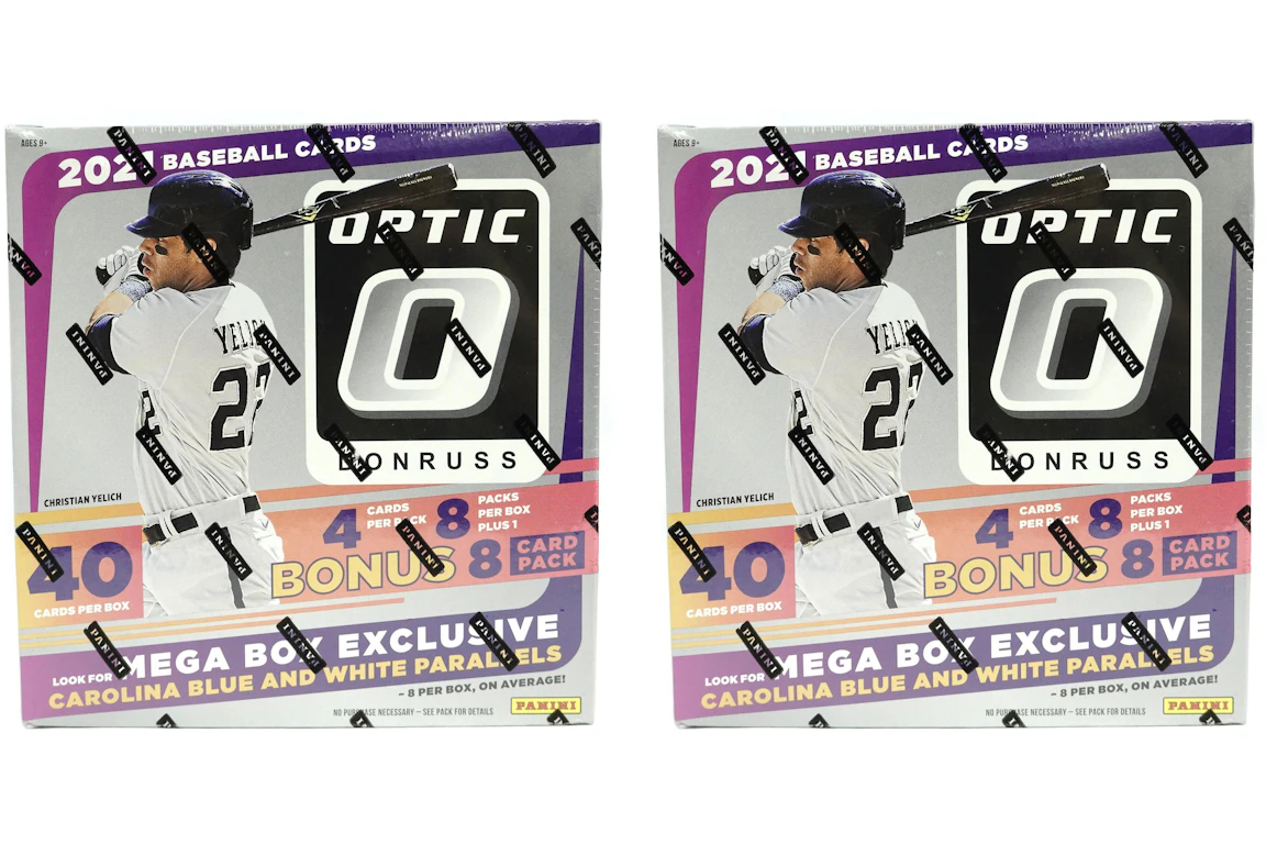 2021 Panini Donruss Optic Baseball Mega Box (Carolina Blue and White Parallels) 2x Lot