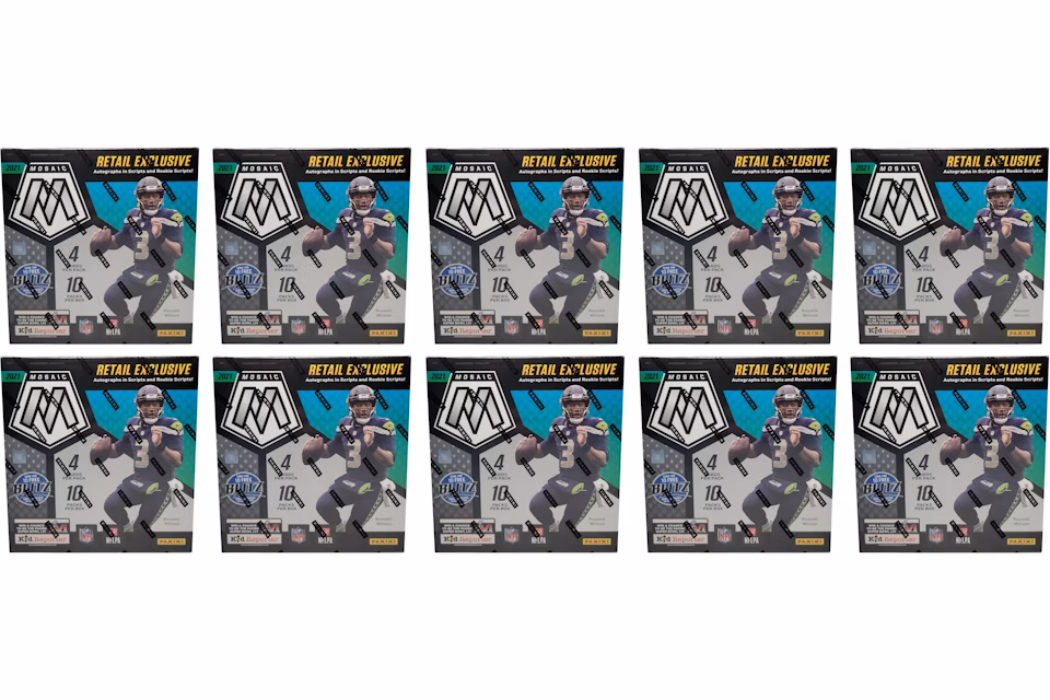 2021 Panini Mosaic Football Mega Box (Walmart) (Reactive Blue Parallels) 10x Lot