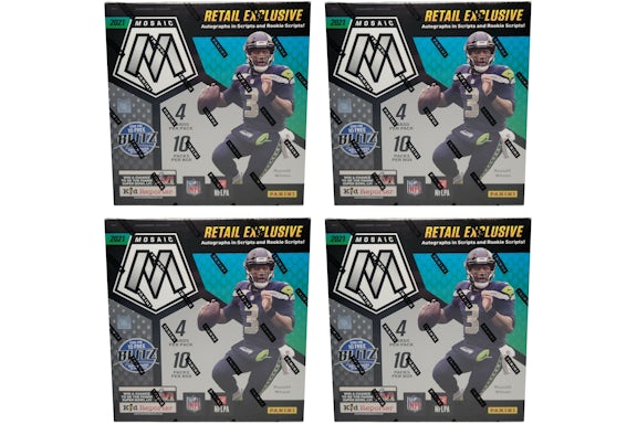 2021 Panini Mosaic Football Mega Box (Walmart) (Reactive Azul Parallels) 4x Lote