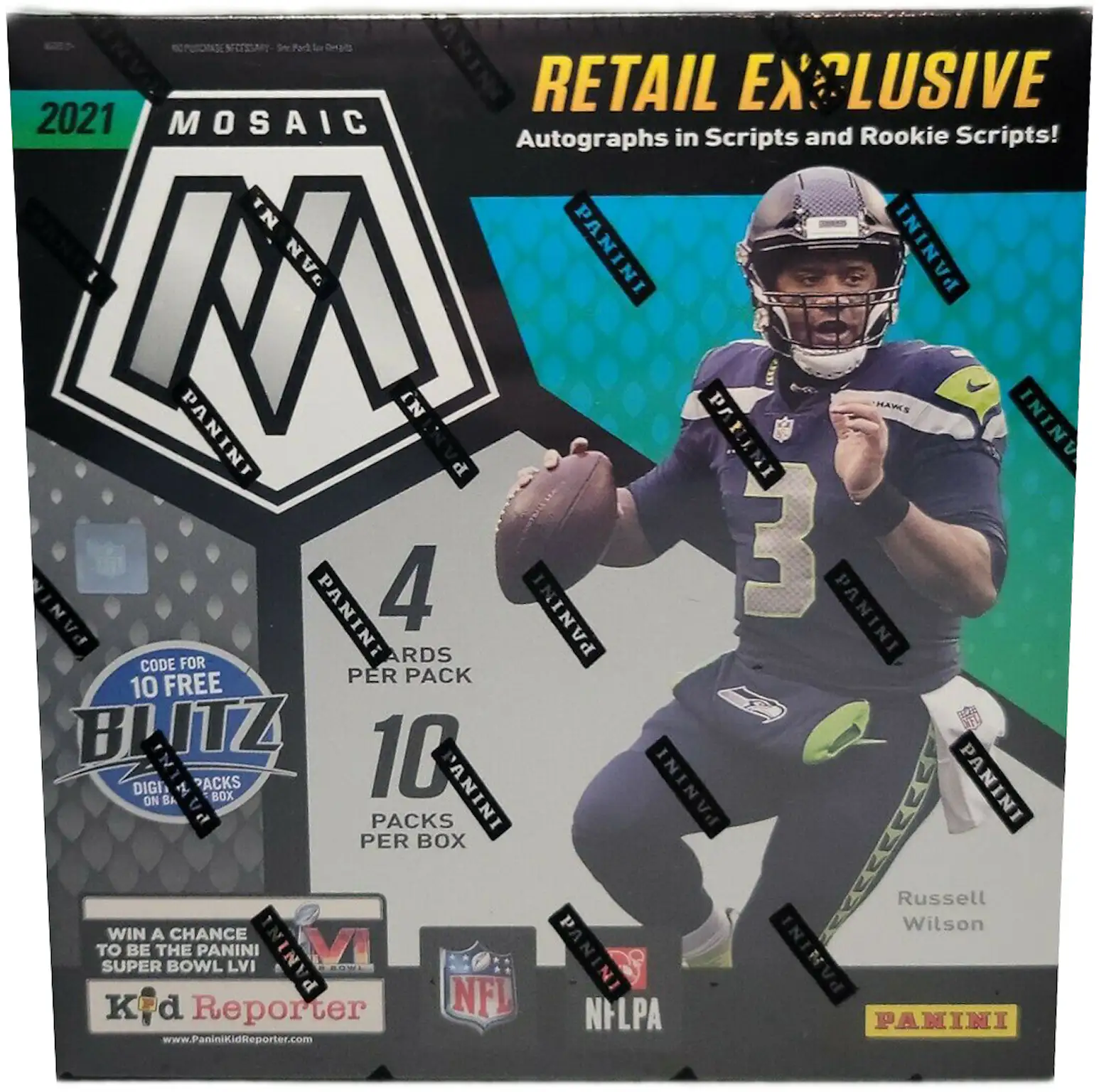 2021 Panini Mosaic Football Mega Box (Walmart) (Reactive Blue Parallels