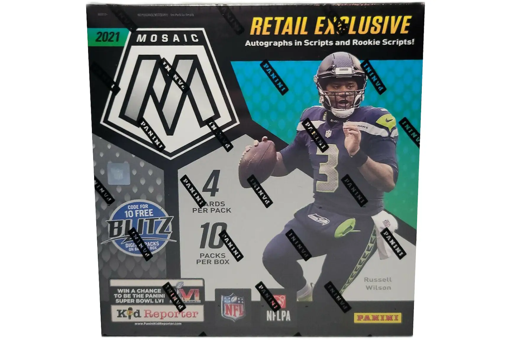 2025 Panini Mosaic Football Mega Box (Walmart) (Reactive Blue Parallels