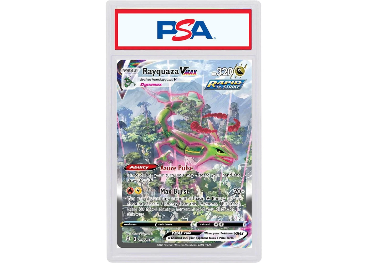 2021 Pokmon Sword & Shield Evolving Skies 218 Full Art/Rayquaza VMax Secret (PSA or BGS Graded) - 2021 - US 2021 Pokmon Sword & Shield Evolving Skies 218 Full Art/Rayquaza VMax Secret (PSA or BGS Graded) - 2021 - US