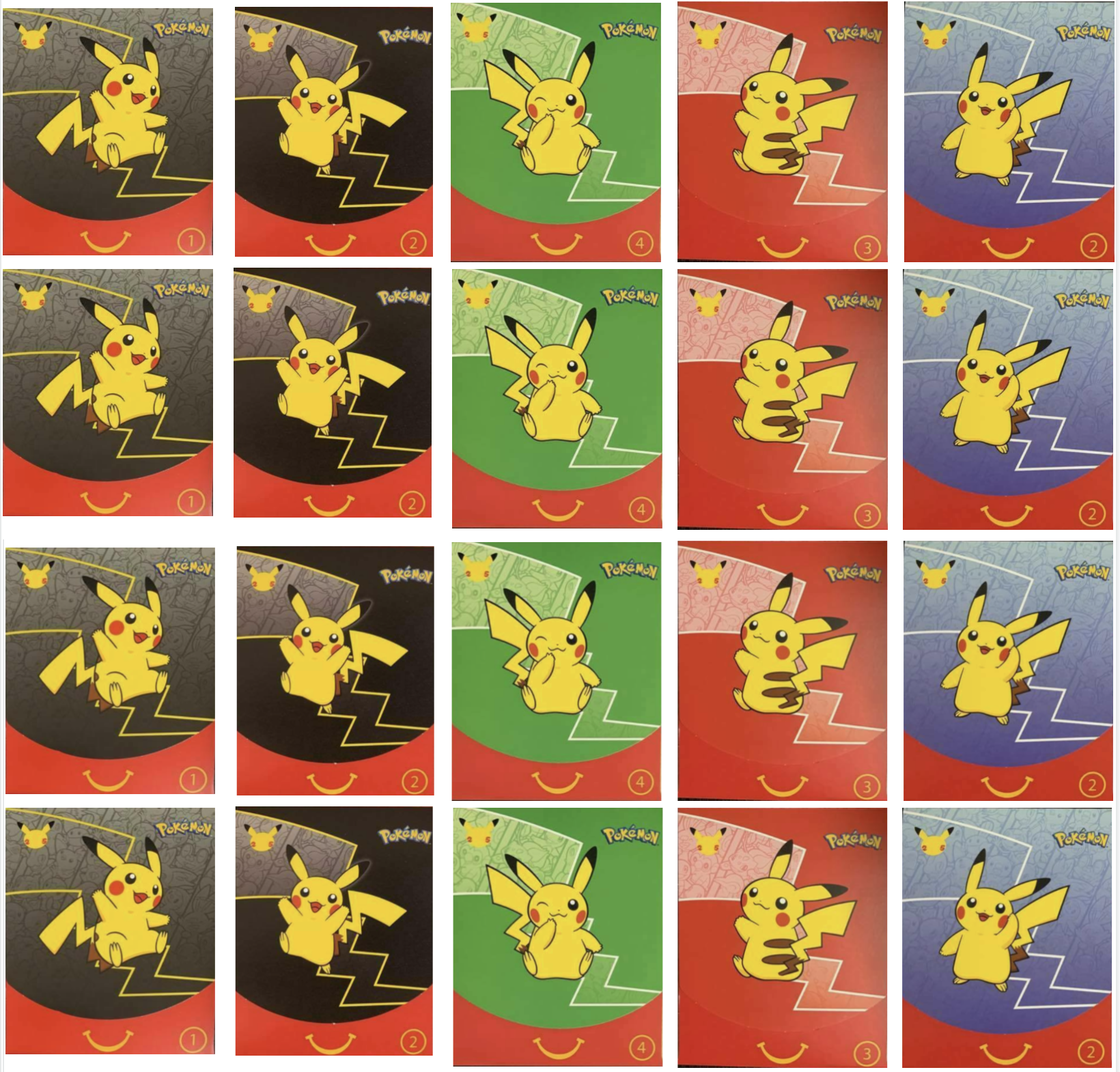 2021 McDonald’s Pokemon 25th Anniversary Trading Cards Happy Meal Packs x5 