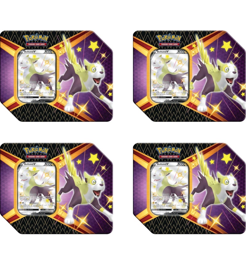 Pokmon TCG Sword & Shield Shining Fates Boltund V Tin 4X Lot (6 Booster Packs) - US Pokmon TCG Sword & Shield Shining Fates Boltund V Tin 4X Lot (6 Booster Packs) - US