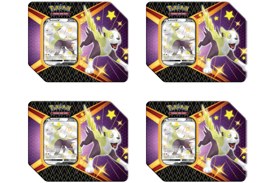 Pokémon TCG Sword & Shield Shining Fates Boltund V Tin 4X Lot (6 Booster Packs)