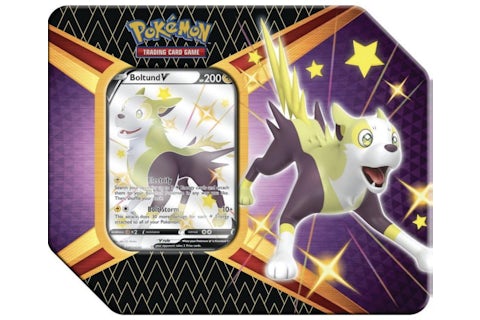Pokmon TCG Sword & Shield Shining Fates Boltund V Tin (6 Booster Packs) - US Pokmon TCG Sword & Shield Shining Fates Boltund V Tin (6 Booster Packs) - US