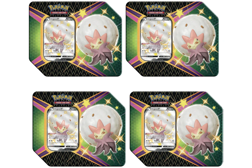 Pokémon TCG Sword & Shield Shining Fates Eldegoss V Tin 4X Lot (6 Booster Packs)