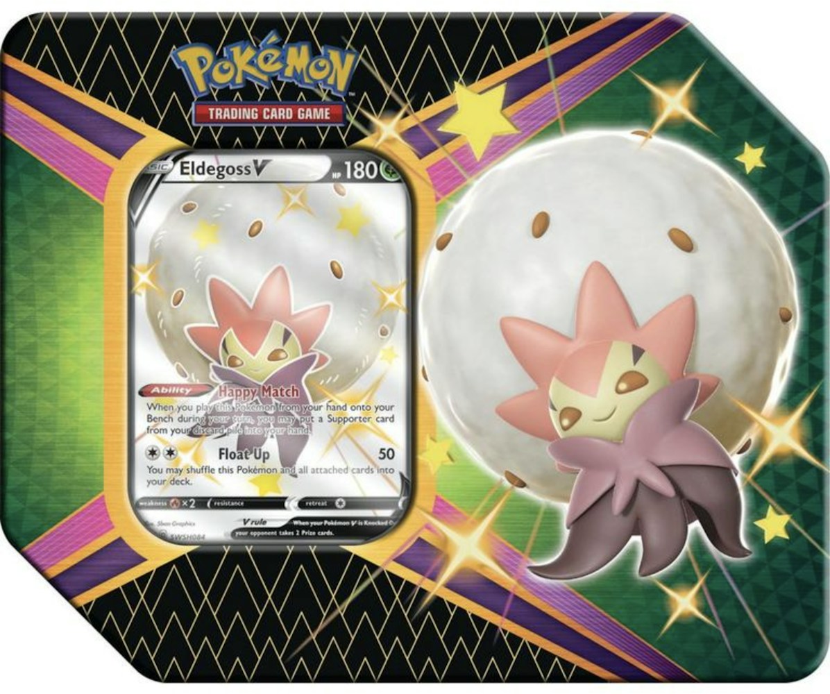 Pokemon Tcg Sword Shield Shining Fates Eldegoss V Tin 6 Booster Packs Pokemon Tcg Sword Shield Shining Fates Eldegoss V Tin 6 Booster Packs