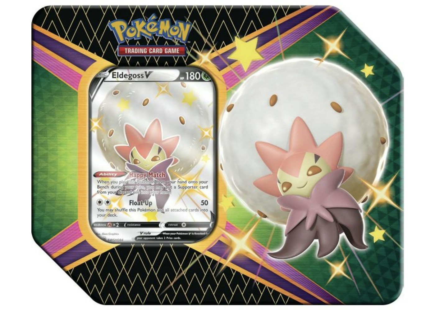 Pokemon Tcg Sword Shield Shining Fates Eldegoss V Tin 6 Booster Packs Pokemon Tcg Sword Shield Shining Fates Eldegoss V Tin 6 Booster Packs