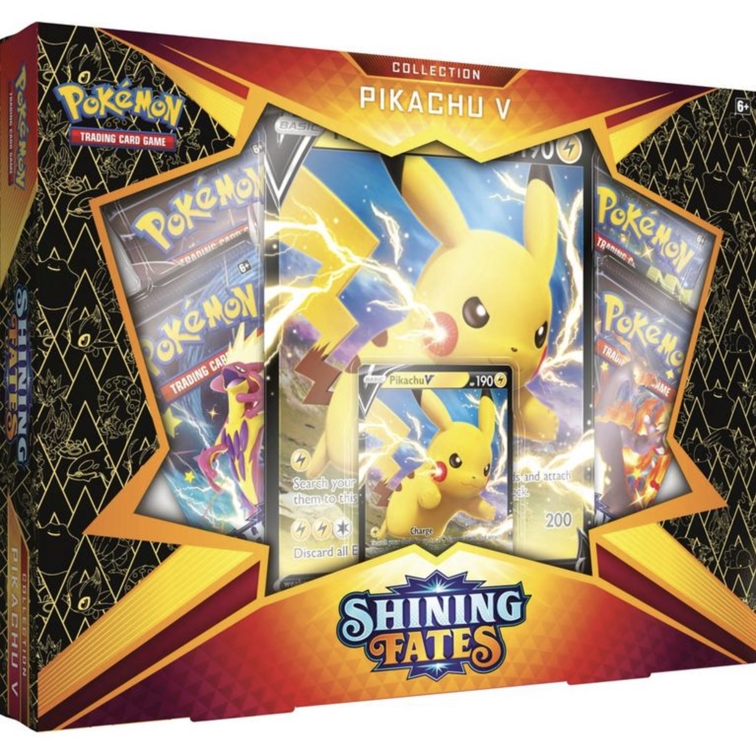 Pokemon TCG Shining Fates Pikachu V Box Collection Factory Sealed 4 Booster Pack 