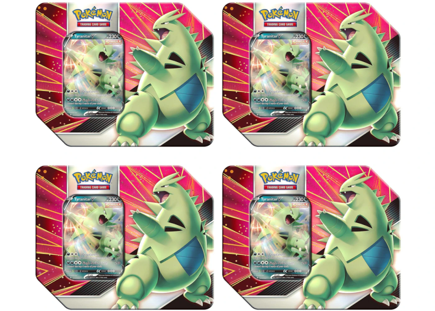 Pokmon TCG V Strikers Tyranitar V Tin 4x Lot - US Pokmon TCG V Strikers Tyranitar V Tin 4x Lot - US
