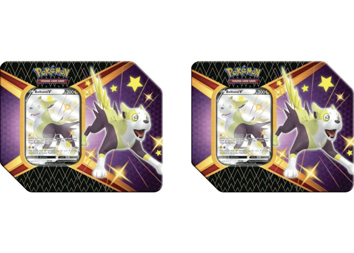 Pokemon Tcg Sword Shield Shining Fates Boltund V Tin 2x Lot Uk Version 5 Booster Packs 21