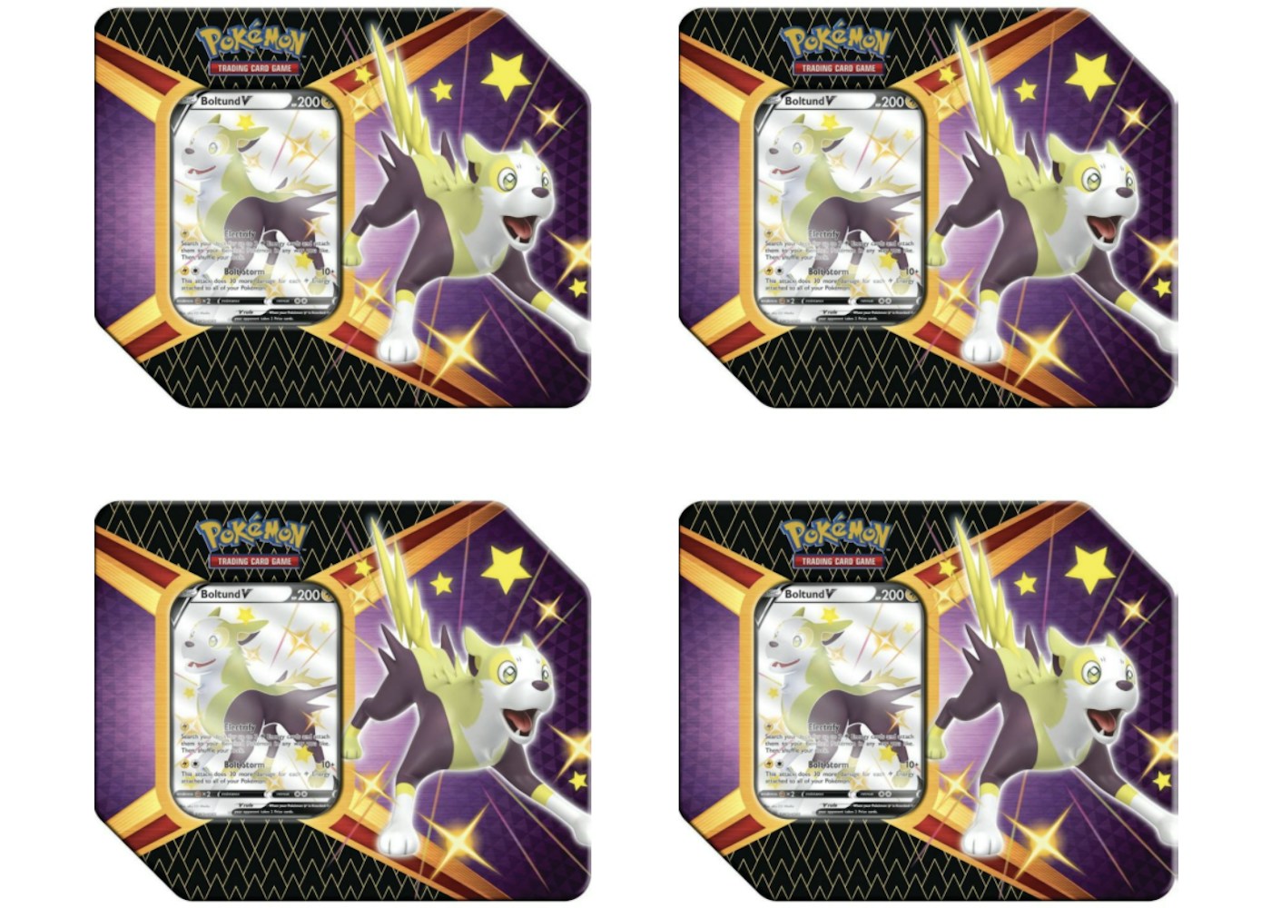 Pokemon Tcg Sword Shield Shining Fates Boltund V Tin 4x Lot Uk Version 5 Booster Packs 21
