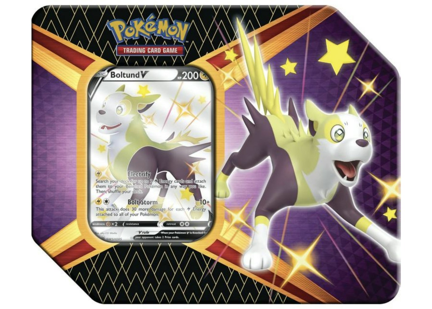 Pokemon Tcg Sword Shield Shining Fates Boltund V Tin Uk Version 5 Booster Packs 21