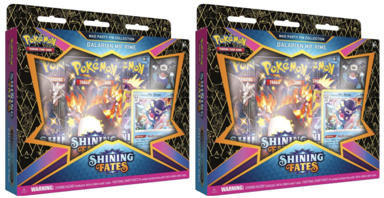 NEW Pokémon TCG GALARIAN MR RIME SEALED Shining Fates Mad Party Pin Collection 