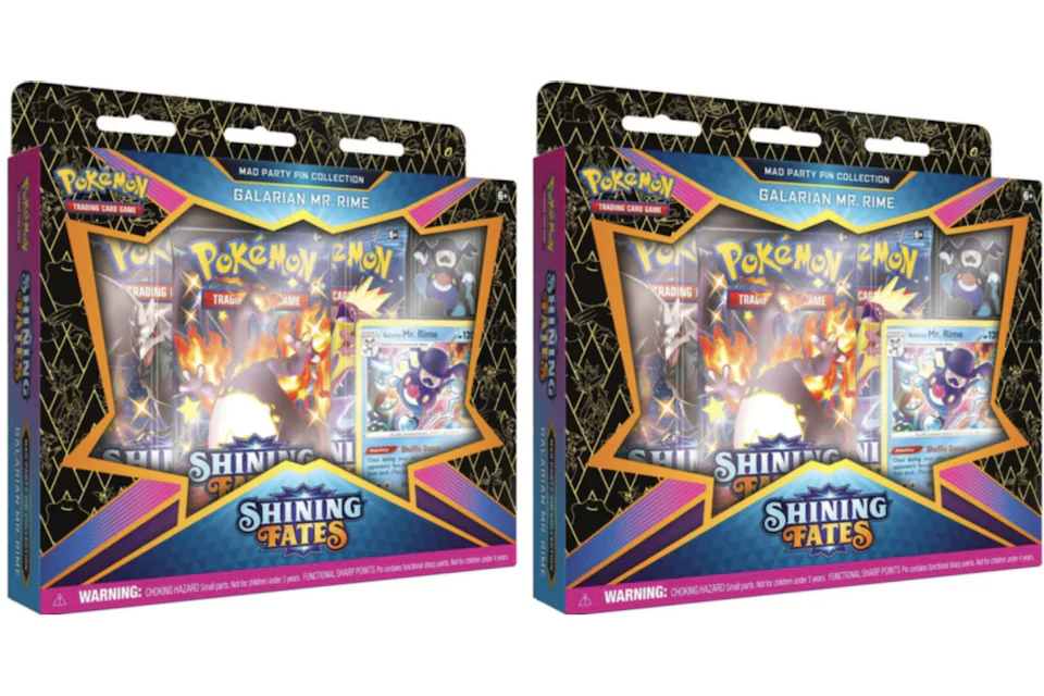 Pokémon TCG Sword & Shield Shining Fates Mad Party Pin Collection Galarian Mr. Rime 2x Lot