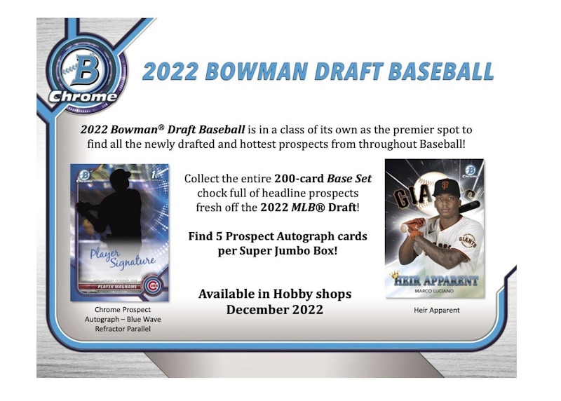 2022 Bowman Draft Baseball Hobby Super Jumbo Box 2022 US