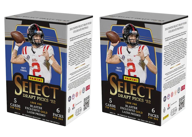 2022 Panini Select Draft Picks Collegiate Football Blaster Box 2x Lot