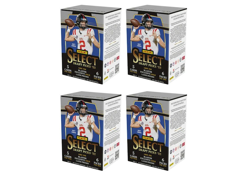 2022 Panini Select Draft Picks Collegiate Football Blaster Box 4x Lot