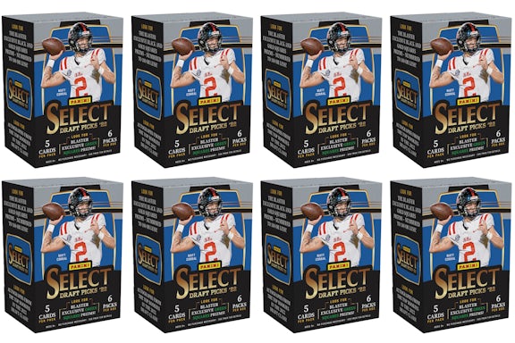 2022 Panini Select Draft Picks Collegiate Football Fanatics Exclusive Blaster Box (Green Squares Prizms) 8x Lot